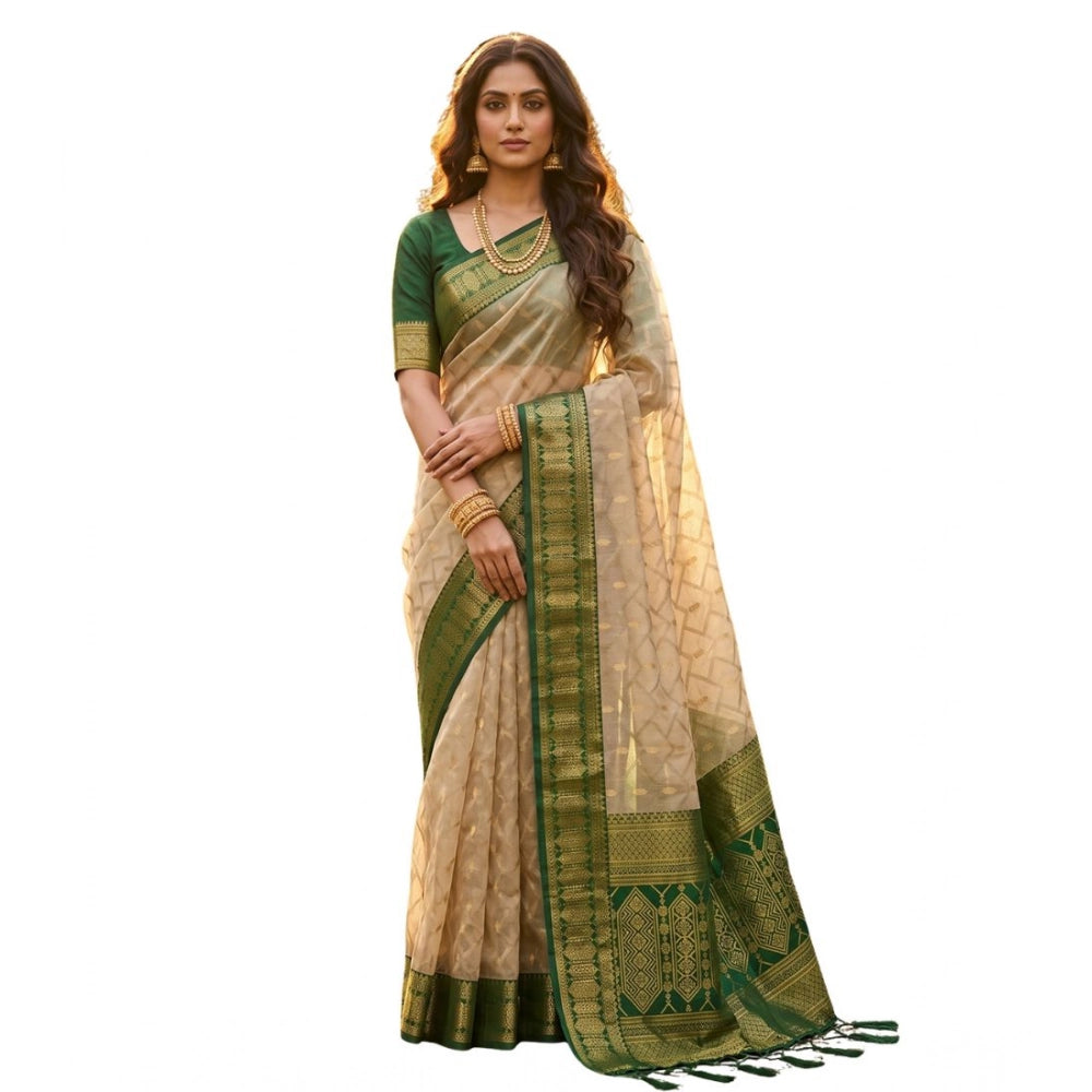 Generic Women's Cotton Printed Saree With Unstitched Blouse 5.5Mtr (Multicolor)