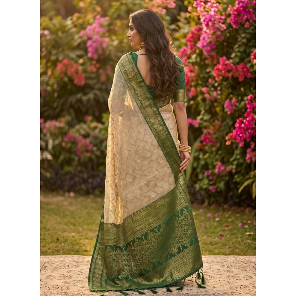 Generic Women's Cotton Printed Saree With Unstitched Blouse 5.5Mtr (Multicolor)